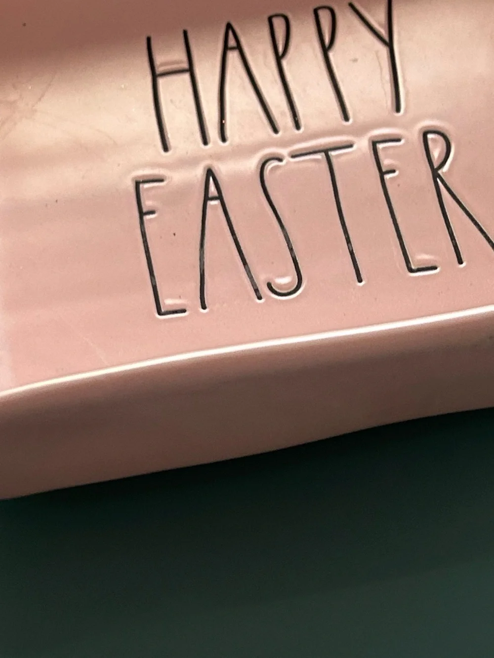 Rae Dunn HAPPY EASTER Pink Ceramic Baking Dish Rare Artisan Collection Magenta